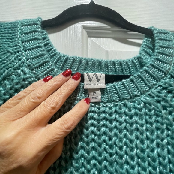 Plus women’s 2x Worthington sweater in a Seafoam green. - Picture 2 of 11